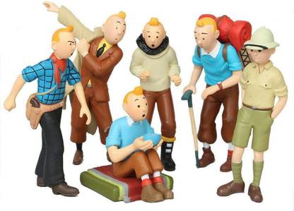 RVM Toys Set of 6 The Adventures of Tintin Figures 10cm Toy Car Dashboard Study Table Toy