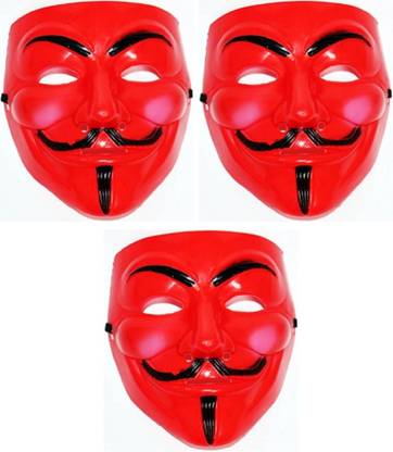 NEXAWAVE Pack of 3 Red Masks for Parties, Functions, Halloween