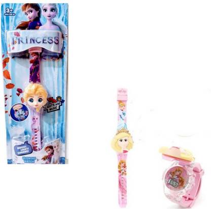 maitra 3D Action Figure Princess Face Toy Design Digital Watch with Music and Lights