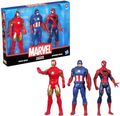 MARVEL 6" Iron Man, Captain America, and Spider-Man Action Figure Set, Kids Agesd 4+
