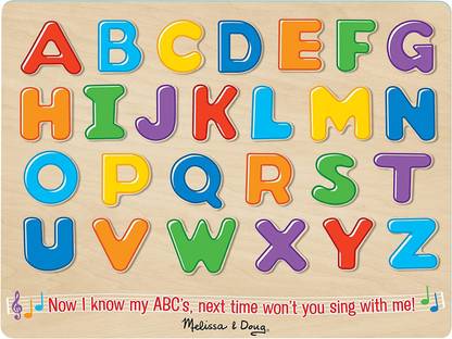 MELISSA & DOUG Wooden Alphabet Sound Puzzle - Wooden Puzzle With Sound Effects (26 Pieces)