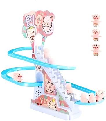 Trendycart Peppa Pig Automatic Stair-Climbing Cartoon Race Track Slide Toy Set
