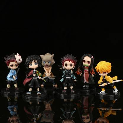 AG MOTO Demon Slayer Anime Action Figures Set 6.5 to 7cm Tanjiro Zenitsu Figures Toy