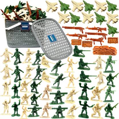 BABRO - Army Toy Set For Kids with Bucket and 52 Army Men & Army Accessories