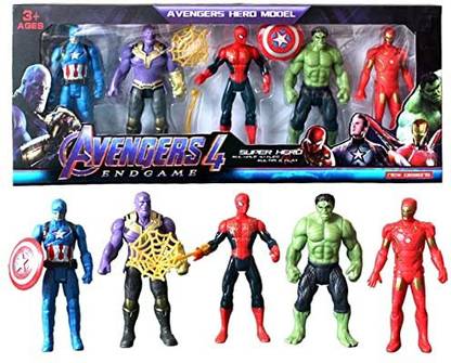 Akidzone Avengers 5 pics High Quality Action Figure Toy Set for Kids. Multicolour
