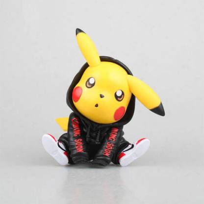 Raregets Cute Pikachu in Black Supreme Hoodie & Sneakers, PVC Cartoon Toy, Best Gift,11cm