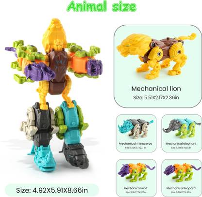 HASTHIP Animal Toys for Kids 5 in 1 Animal Transformer Toys Animal Robot Toys