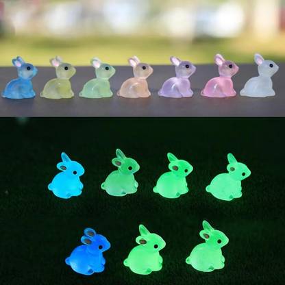 Chocozone Pack of 18 Luminous Glow in the Dark Rabbit Miniatures Landscape Garden Decor