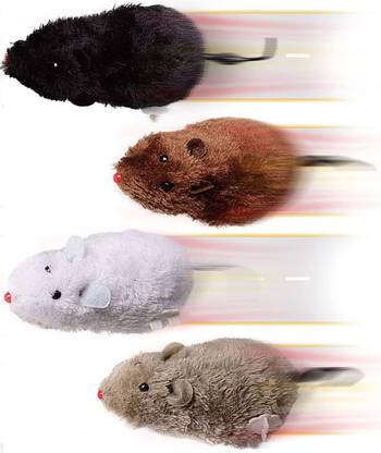 Minna Bazzar Fake Rat Racers Mouse Toys Fun 4 Pcs Wind Up Moving Soft Rats