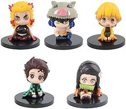 funfob Demon Slayer Action Figures | Mini Size | Height 4.5cm Zenitsu Set of 5 Figures