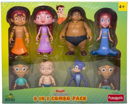 FUNSKOOL Chhota Bheem 8 in 1 Combo,Green Gold Chhota Bheem and Friends with Articulation