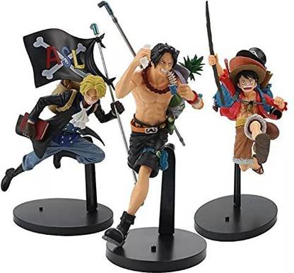 RVM Toys Anime One Piece Luffy Set of 3 Collectible for Office Desk & Study Table