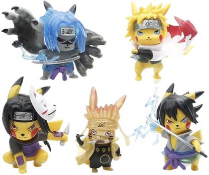 kawaii kart Pokemon Pikachu Cosplay Naruto Action Figures Set Of 5 Statues for Anime Lovers