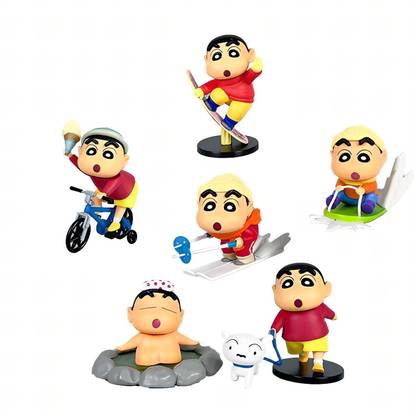 RVM Toys Set of 6 Shinchan Action Figure 5-8 cm Toy Figurine Miniature Gift for Fans Kids