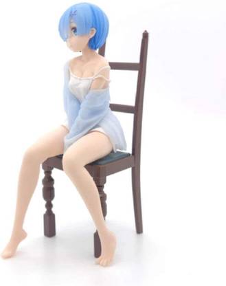 freakmall Rem Re Zero Action Figure Rem Sitting on Chair Action Figure for Car Dashboard