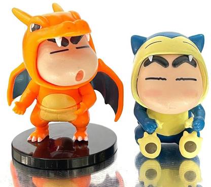 Mubco Shinchan Cosplay Pokemon Charmander and Snorlax Figure Cartoon Collectible Toys