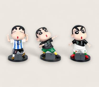 Boenjoy Anime Sinchan Messi Ronaldo Neymar action figure toys 3 PCS (b)