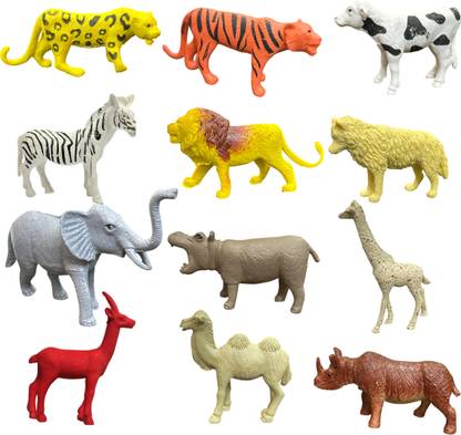 laxmi toys Animal Toys Set for Kids – 12 PCS Jungle Animal Figures – 2 Inch Mini Toys