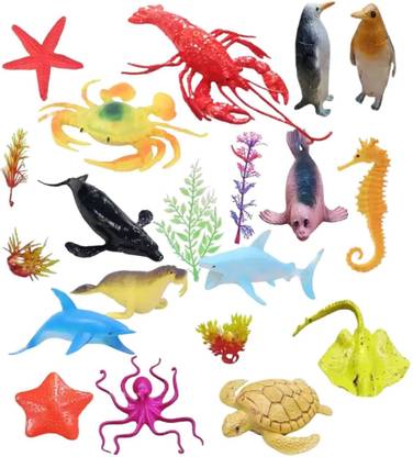 Mallexo Aquatic Animals Toy Sea Marine Figure Playing Set for Kids Sea Animals Toys-19PC
