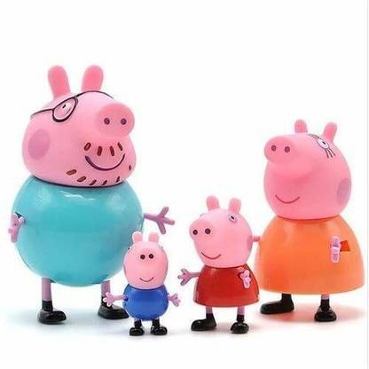 fenterprises Pig Family Set of 4 pcs Daddy Pig,Mummy Pig,George and Peppa (Pig-4)  - 4 mm