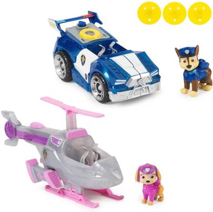 PAW PATROL PAWPATROL Chase Car with Skye Airplane Toy with Mighty Pups Action Figure