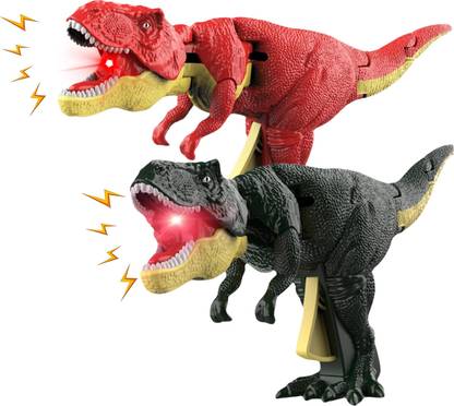 Toybot T-Rex Dinosaur, Biting Roaring Interactive, Play with 2 Dino's (Green & Red)