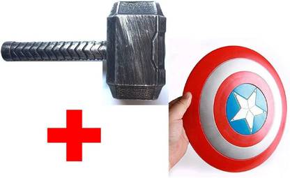 AIS Plastic Thor Hammer Toy with 12" Captain America Shield