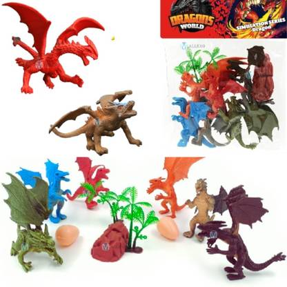 Mallexo Dragon Dinosaur Animal Toys Set 11Pcs Dino Animal Figurewith Dinosaur Egg Toy