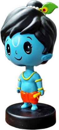 GLOWZADE Cute Little Krishna Bobble Head With Flute & Mor Pankh