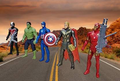 Toyporium Avengers Toys|Set of 5 Twist And Move Super Hero Action Figure For Kids|A06
