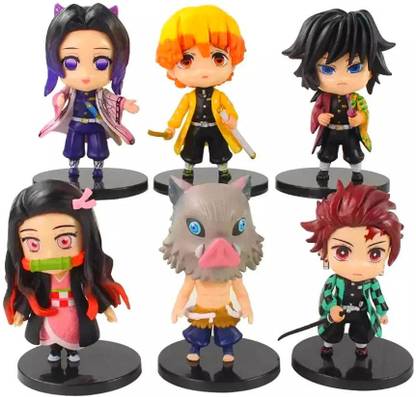 weeboo world Chibi Demon Slayer Figure PVC Anime Figures, set of 6 Cute 11cm for Decoration