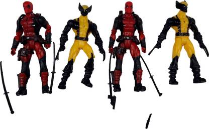 WHITE POPCORN Anime Action Figures 4pcs Deadpool Wolverine Set | Anime Toys (Multicolor)