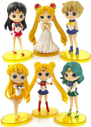 Mubco 6Style Sailor Moon Figure PVC Anime Doll Cake Topper Collatable Statue Model Toy