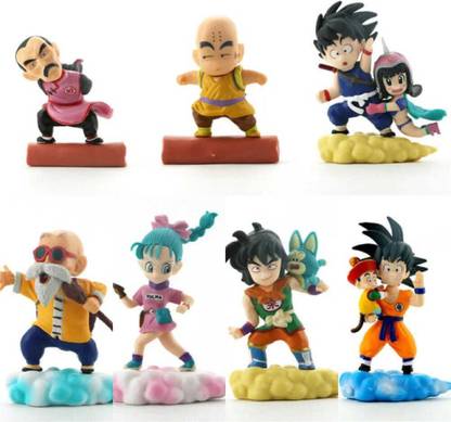 Raregets DBZ PVC Figures-7pcs with Flying Nimbus Cloud, PVC Anime, Best DBZ Gift (8-10cm)