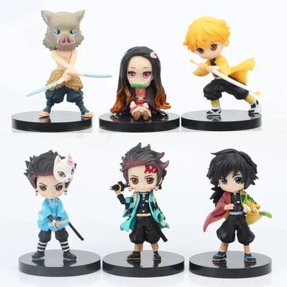 GT Gala Time 6 - Piece Of Demon Slayer Anime Action Figure, Cute Demon Slayer Anime Figurine