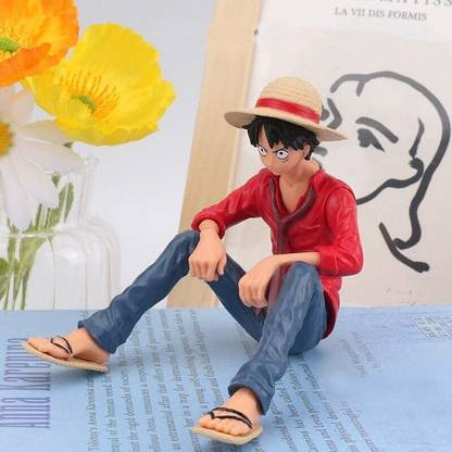 freakmall Monkey d Luffy Action Figure Luffy Red Shirt Sitting Figure Manga for Dashboard