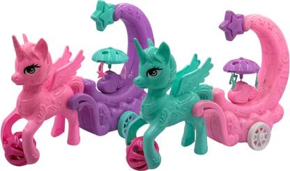 Happy Turtle - Horse Toy -Pull Out String Moving Toy for Babies and Kids 1+ Years (Pack of 2)