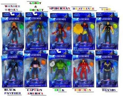Pepstter Avengers Super Heroes Action Figures Toy Set LED Lights Legendary Figures Toy