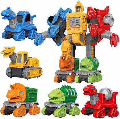KIDOLOGY 5-in-1 Transforming Robot Dinosaur Take Apart Toy, STEM Car Toys & Action Figure
