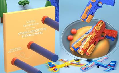 Dherik Tradworld Airplane Launcher Toys, w/ Slingshot, 10 Foam Balls & 10 Darts, 2 Flight Modes
