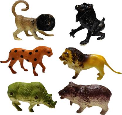Wishkart 6 Pieces Realistic Medium Size Wild Animal Toys, Jungle Safari World Figures Set