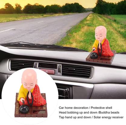 gtrp Small Buddhist Monk Solar Ornaments, Automatic Nodding Lucky