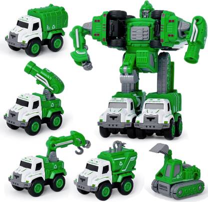 KIDOLOGY 5 in 1 Transforming Robot Sanitation Vehicle Toy for Kids Age 3+ Years