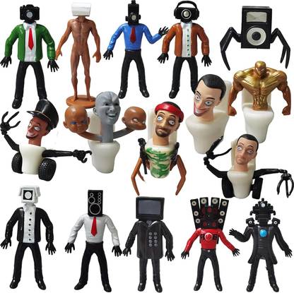 toypapa skibidi toilet toy set of 16 pcs titan cameraman with superb toilet head speaker