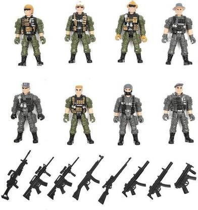 Blue Panda 8Pack Military SWAT Soldiers Action Figures, Army Set with Accessories, 4.5”Tall