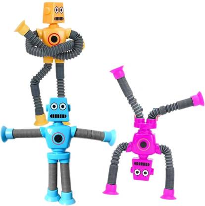 Akvanar Pop Tubes Fidget Toys Telescopic Suction Cup Robot Toy with Light pc 3