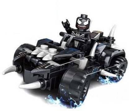 FOZZO-SK New Venom Spider Man Speed Car Tiny Blocks Making Mini Figure DIY Toy