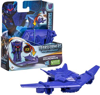 TRANSFORMERS Toys EarthSpark 1-Step Flip Changer Soundwave Action Figure