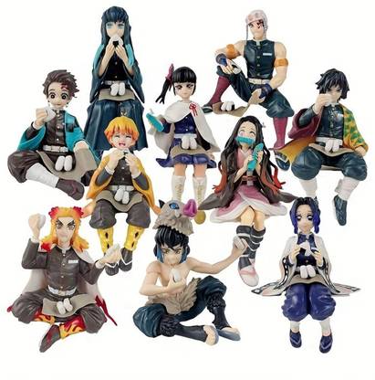 आरवीएम टॉयज़ Demon Slayer Action Figure Set of 10 Size 16.5-14CM Toy for Office Study Table