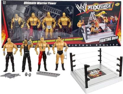 CrazyBuy WWF Action Figures Ultimate Wrestling Miniature Toys for Kids, with Ring